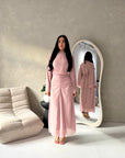 Ines Pink Soft Waist Ruched Lined Modest Dress