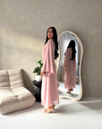 Ines Pink Soft Waist Ruched Lined Modest Dress