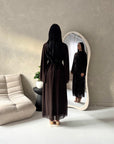 Ines Brown Soft Waist Ruched Lined Modest Dress
