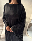 Isani Black Diamante Swirl Modest Kaftan Dress