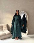 Isani Emerald Green Diamante Swirl Modest Kaftan Dress