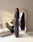 Isani Charcoal Diamante Swirl Modest Kaftan Dress