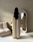 Isani Beige Diamante Swirl Modest Kaftan Dress