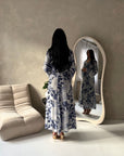 Kara Royal Blue Floral Premium Lined Chiffon Summer Dress