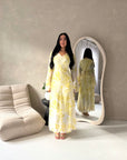 Kara Yellow Floral Premium Lined Chiffon Summer Dress