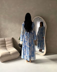 Kara Pastel Blue Floral Premium Lined Chiffon Summer Dress
