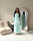 Kara Aqua Blue Floral Premium Lined Chiffon Summer Dress