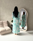 Kara Aqua Blue Floral Premium Lined Chiffon Summer Dress