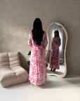 Kara Pink Floral Premium Lined Chiffon Summer Dress