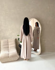 Elara Mocha Plain Lace Sleeve Detail Modest Dress