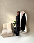 Sala Black Lace Detail V Neck Modest Kaftan Dress