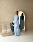 Amara Blue Lace Detail Two Peice Co Ord Abaya Set