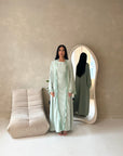 Amara Mint Lace Detail Two Peice Co Ord Abaya Set