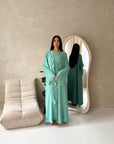 Amara Aqua Blue Lace Detail Two Peice Co Ord Abaya Set