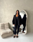 Melia Black Collar Batwing Pocket Jacket