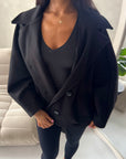 Melia Black Collar Batwing Pocket Jacket