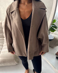 Melia Mocha Collar Batwing Pocket Jacket