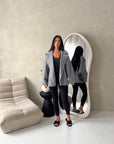 Melia Dark Grey Collar Batwing Pocket Jacket