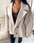 Melia Beige Collar Batwing Pocket Jacket