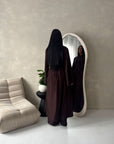 Essa Brown Mandarin Collar Long Dress Trouser Co Ord Set