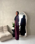 Essa Wine Mandarin Collar Long Dress Trouser Co Ord Set