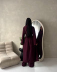 Essa Wine Mandarin Collar Long Dress Trouser Co Ord Set