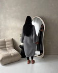 Khina Grey Balloon Sleeve Knitted Cardigan