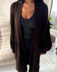 Khina Chocolate Balloon Sleeve Knitted Cardigan