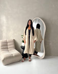Khina Beige Balloon Sleeve Knitted Cardigan