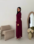 Aria Wine Lace Turtle Neck Lined Dress