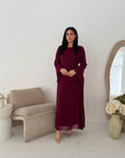 Aria Wine Lace Turtle Neck Lined Dress
