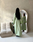 Elara Mint Plain Lace Sleeve Detail Modest Dress