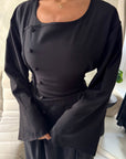 Nasra Black Button Detail Top & Skirt Co Ord Set