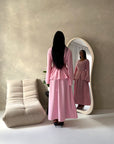 Nasra Pink Button Detail Top & Skirt Co Ord Set