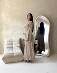 Abi Mocha Linen Lace Detail Summer Dress