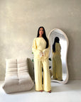 Minal Yellow Linen Lace Detail Top & Trouser Co Ord