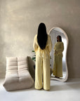 Minal Yellow Linen Lace Detail Top & Trouser Co Ord