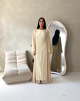 Fria Beige Lace Abaya Modest 2pcs Set