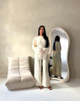 Minal Cream Linen Lace Detail Top & Trouser Co Ord