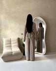 Minal Mocha Linen Lace Detail Top & Trouser Co Ord