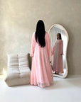 Fria Pink Lace Abaya Modest 2pcs Set