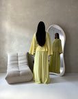 Nasra Yellow Plain Tie Back Top Trouser Co Ord Set
