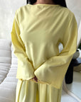 Nasra Yellow Plain Tie Back Top Trouser Co Ord Set