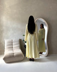 Abi Yellow Linen Lace Detail Summer Dress