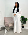 Aqsa White Premium Tie Back Satin Quality Dress