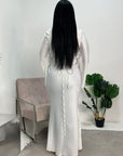 Aqsa White Premium Tie Back Satin Quality Dress