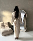 Disha Cream Summer Linen V-Neck Tie Dress