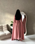 Sisi Pink Pearl Detail Cape Sleeve Tie Back Dress