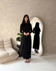Alayna Black Soft Gold Buckle Modest Dress