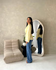 Numa Yellow Summer Embroidery Asymmetrical Top
